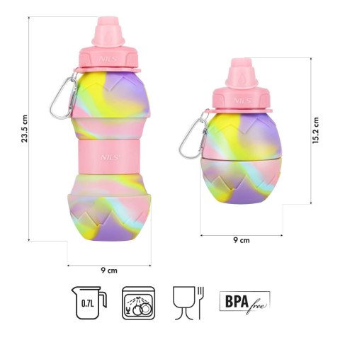 NC4102 BIDON SILIKONOWY SKŁADANY 700ML RÓŻOWY NILS NC4102 BIDON SILIKONOWY SKŁADANY 700ML RÓŻOWY NILS