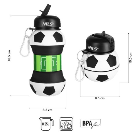 NC4104 BUTELKA SPORTOWA SKŁADANA 550ML FOOTBALL NILS NC4104 BUTELKA SPORTOWA SKŁADANA 550ML FOOTBALL NILS