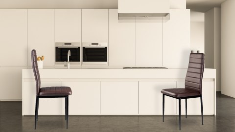 Zestaw krzeseł do jadalni salonu z ekoskóry 4 sztuki wysokie oparcie brązowe ModernHome Zestaw krzeseł do jadalni salonu z ekoskóry 4 sztuki wysokie oparcie brązowe ModernHome