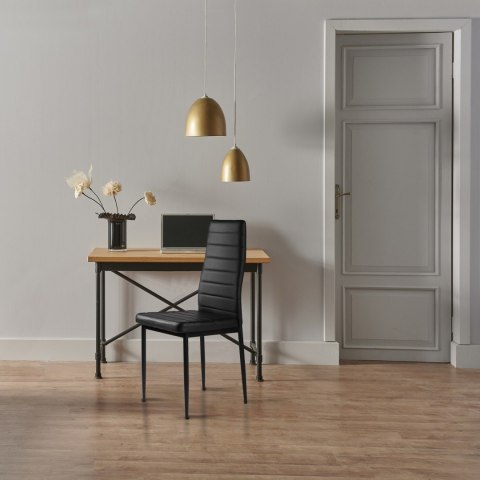 Zestaw krzeseł do jadalni salonu z ekoskóry 4 sztuki wysokie oparcie czarne ModernHome Zestaw krzeseł do jadalni salonu z ekoskóry 4 sztuki wysokie oparcie czarne ModernHome