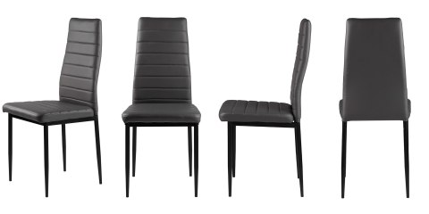 Zestaw krzeseł do jadalni salonu z ekoskóry 4 sztuki wysokie oparcie szare ModernHome Zestaw krzeseł do jadalni salonu z ekoskóry 4 sztuki wysokie oparcie szare ModernHome