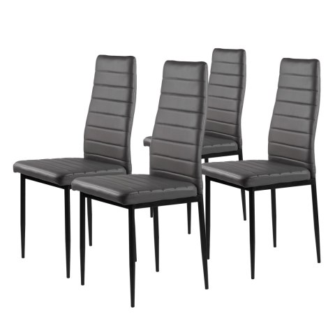 Zestaw krzeseł do jadalni salonu z ekoskóry 4 sztuki wysokie oparcie szare ModernHome Zestaw krzeseł do jadalni salonu z ekoskóry 4 sztuki wysokie oparcie szare ModernHome