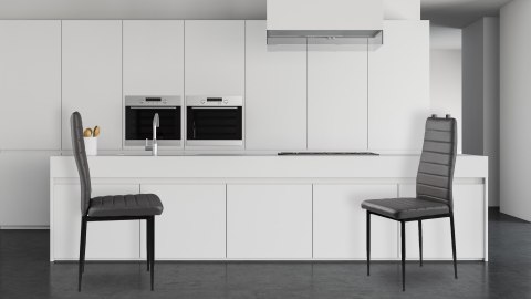Zestaw krzeseł do jadalni salonu z ekoskóry 4 sztuki wysokie oparcie szare ModernHome Zestaw krzeseł do jadalni salonu z ekoskóry 4 sztuki wysokie oparcie szare ModernHome