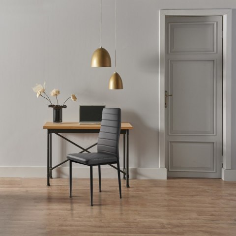 Zestaw krzeseł do jadalni salonu z ekoskóry 4 sztuki wysokie oparcie szare ModernHome Zestaw krzeseł do jadalni salonu z ekoskóry 4 sztuki wysokie oparcie szare ModernHome