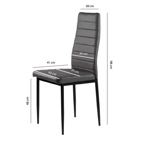 Zestaw krzeseł do jadalni salonu z ekoskóry 4 sztuki wysokie oparcie szare ModernHome Zestaw krzeseł do jadalni salonu z ekoskóry 4 sztuki wysokie oparcie szare ModernHome