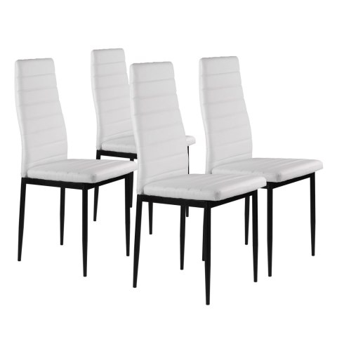 Zestaw krzeseł do jadalni salonu z krzesło ekoskóry 4 sztuki wysokie oparcie białe ModernHome Zestaw krzeseł do jadalni salonu z krzesło ekoskóry 4 sztuki wysokie oparcie białe ModernHome