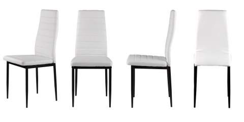 Zestaw krzeseł do jadalni salonu z krzesło ekoskóry 4 sztuki wysokie oparcie białe ModernHome Zestaw krzeseł do jadalni salonu z krzesło ekoskóry 4 sztuki wysokie oparcie białe ModernHome