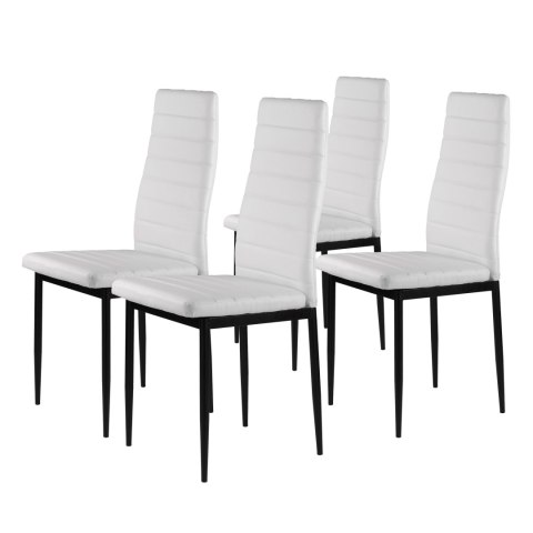 Zestaw krzeseł do jadalni salonu z krzesło ekoskóry 4 sztuki wysokie oparcie białe ModernHome Zestaw krzeseł do jadalni salonu z krzesło ekoskóry 4 sztuki wysokie oparcie białe ModernHome