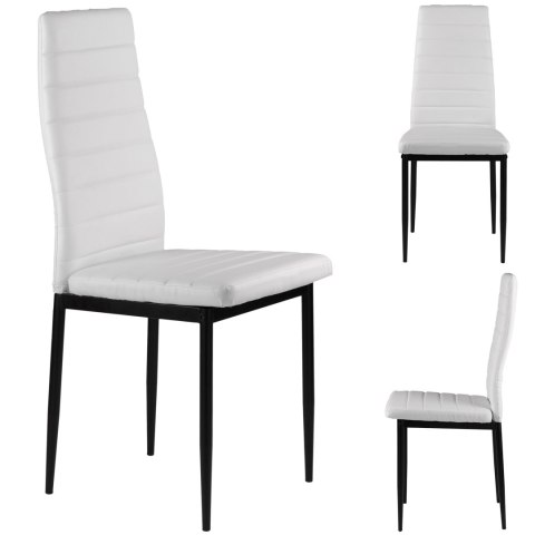 Zestaw krzeseł do jadalni salonu z krzesło ekoskóry 4 sztuki wysokie oparcie białe ModernHome Zestaw krzeseł do jadalni salonu z krzesło ekoskóry 4 sztuki wysokie oparcie białe ModernHome