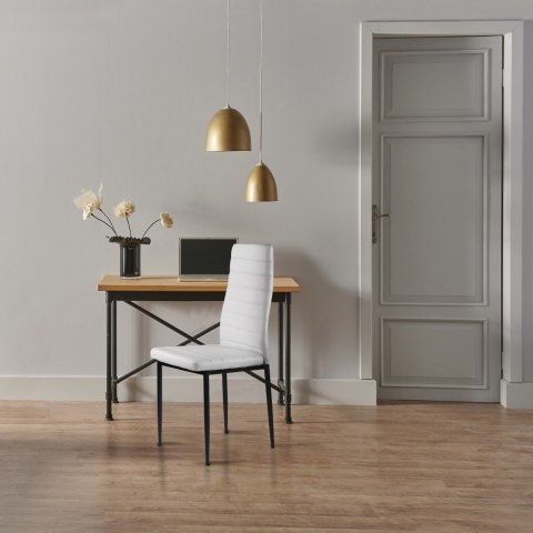 Zestaw krzeseł do jadalni salonu z krzesło ekoskóry 4 sztuki wysokie oparcie białe ModernHome Zestaw krzeseł do jadalni salonu z krzesło ekoskóry 4 sztuki wysokie oparcie białe ModernHome