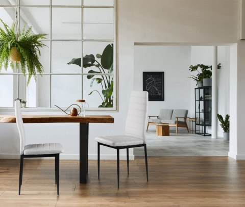 Zestaw krzeseł do jadalni salonu z krzesło ekoskóry 4 sztuki wysokie oparcie białe ModernHome Zestaw krzeseł do jadalni salonu z krzesło ekoskóry 4 sztuki wysokie oparcie białe ModernHome