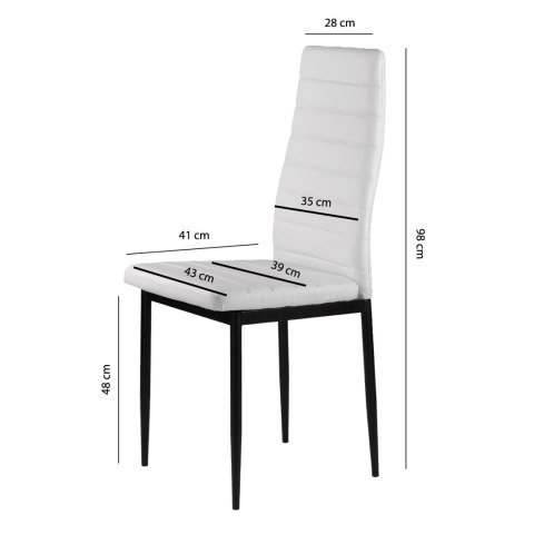 Zestaw krzeseł do jadalni salonu z krzesło ekoskóry 4 sztuki wysokie oparcie białe ModernHome Zestaw krzeseł do jadalni salonu z krzesło ekoskóry 4 sztuki wysokie oparcie białe ModernHome