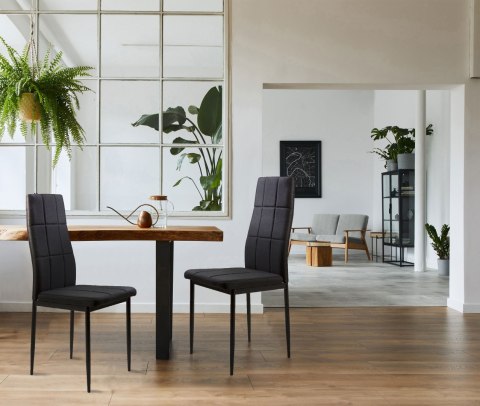 Zestaw krzesła krzesło tapicerowane do jadalni i salonu 4 sztuki czarne ModernHome Zestaw krzesła krzesło tapicerowane do jadalni i salonu 4 sztuki czarne ModernHome