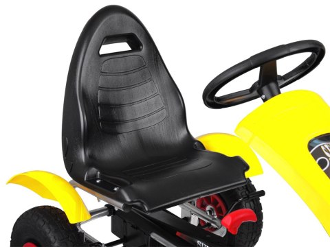 Żółty sportowy GOKART na pedały dla dzieci do 50kg - Pompowane koła SP0209