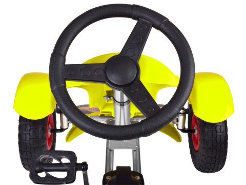 Żółty sportowy GOKART na pedały dla dzieci do 50kg - Pompowane koła SP0209