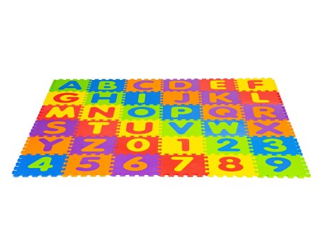 Duża mata piankowa EVA dla dzieci litery cyfry 178x178 cm 36 elementów ECOTOYS