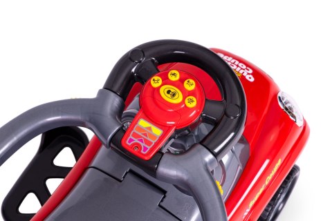 Jeździk autko chodzik pchacz skrętne koła rączka dźwięki - czerwone