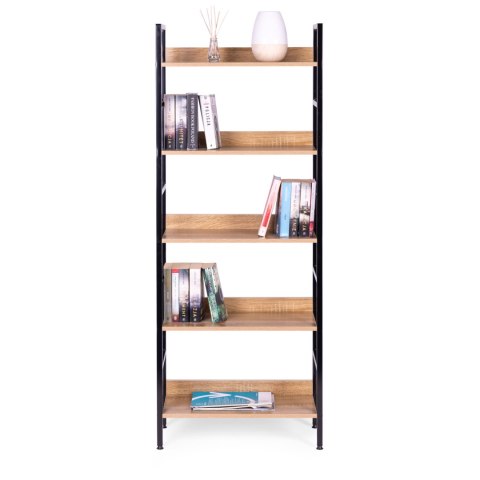 Regał loftowy wysoki 5 półek metal MDF ModernHome