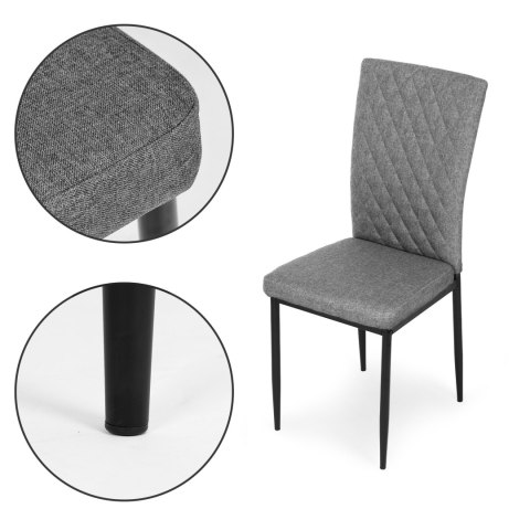 Komplet krzeseł pikowanych krzesło do jadalni i salonu 4 sztuki szare ModernHome