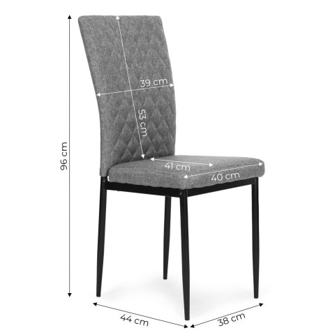 Komplet krzeseł pikowanych krzesło do jadalni i salonu 4 sztuki szare ModernHome