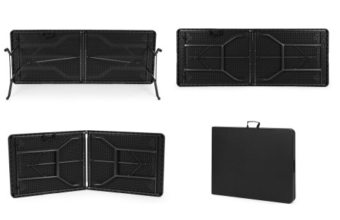 Stół cateringowy 180 cm składany w walizkę czarny ModernHome