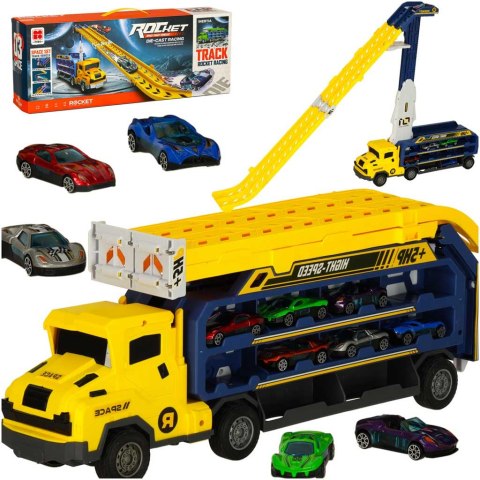 Tor wyścigowy samochodowy laweta transporter 6 el. żółty Tor wyścigowy samochodowy laweta transporter 6 el. żółty
