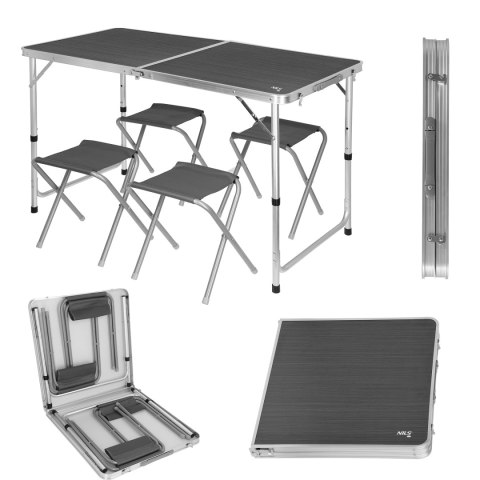 NC1633 STÓŁ I KRZESŁA ZESTAW CIEMNOSZARY NILS CAMP