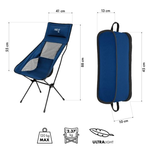NC3322 KRZESŁO SKŁADANE ULTRALIGHT GRANATOWE NILS CAMP