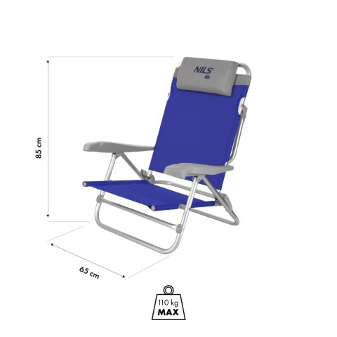 NC3502 KRZESŁO TURYSTYCZNE 2W1 SKŁADANE NIEBIESKO-SZARE NILS CAMP
