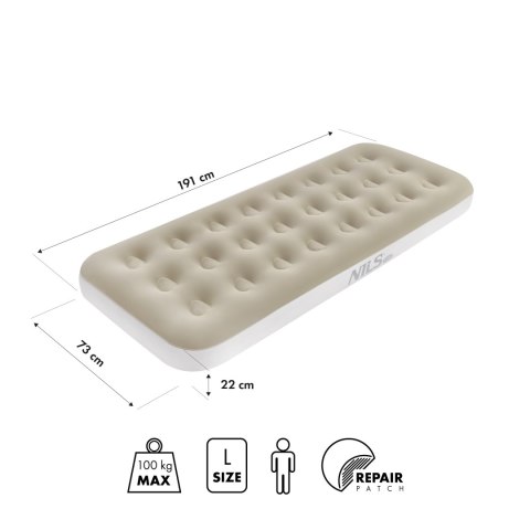 NC2801 MATERAC TURYSTYCZNY DMUCHANY 191X73X22 CM BEŻOWY NILS CAMP