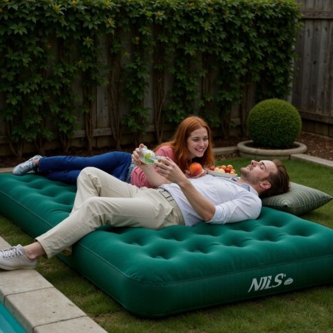 NC2802 MATERAC TURYSTYCZNY DMUCHANY 191X137X22 CM ZIELONY NILS CAMP