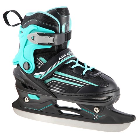 NH18190 2w1 CZARNO-NIEBIESKI ROZM.L(39-43) ŁYŻWOROLKI Z WYM. PŁ. HOKEJOWĄ NILS EXTREME