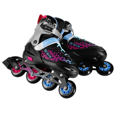 NH18190A ŁYŻWOROLKI 2w1 BRAVE RÓŻOWE ROZM. S(29-33) Z WYM. PŁ. HOKEJOWĄ NILS EXTREME