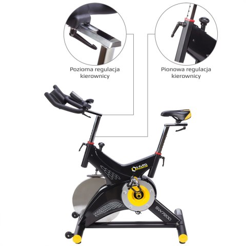 SW7200 ROWER STACJONARNY SPININGOWY Z OPOREM MECHANICZNYM 22KG HMS PREMIUM