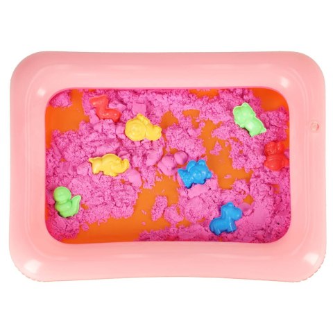 Piasek dla dzieci w wiaderku 1kg foremki różowy Piasek dla dzieci w wiaderku 1kg foremki różowy