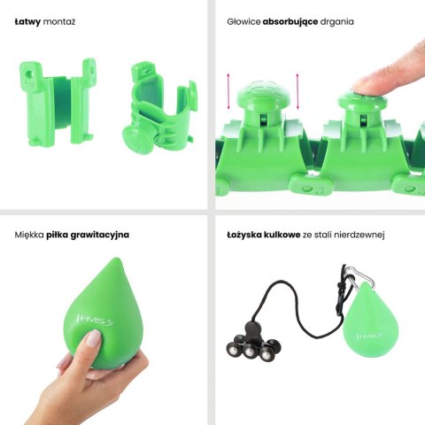 ZESTAW HULA HOP HHW01 GREEN Z WYPUSTKAMI I OBCIĄŻNIKIEM HMS + PAS BR163 RED