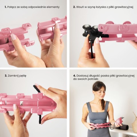 ZESTAW HULA HOP HHW01 PINK Z WYPUSTKAMI I OBCIĄŻNIKIEM HMS + PAS BR163 RED