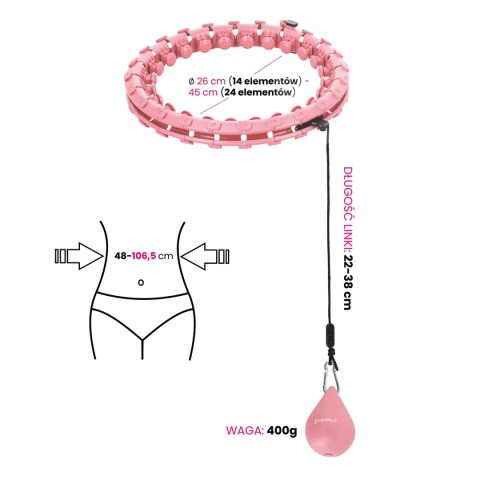 ZESTAW HULA HOP HHW01 PINK Z WYPUSTKAMI I OBCIĄŻNIKIEM HMS + PAS BR163 RED
