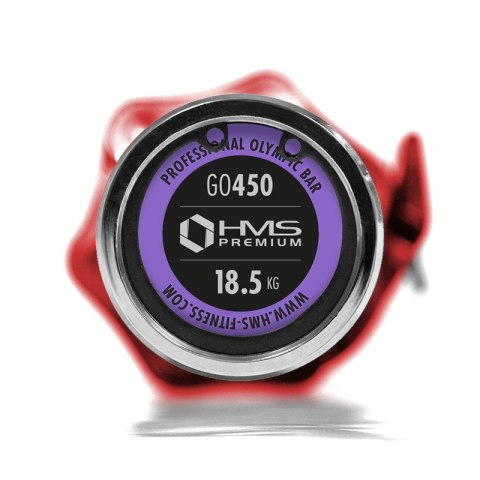 GO450 (+ ZG1000R) GRYF OLIMPIJSKI 18.5KG 2200MM HMS Z ZACISKAMI LOCK JAW RED