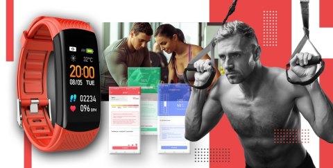 Smartband GIEWONT Fit&GO Duo GW200-1 - Black + Pasek Alert Red