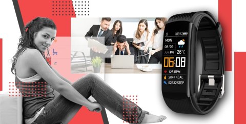 Smartband GIEWONT Fit&GO Duo GW200-1 - Black + Pasek Alert Red