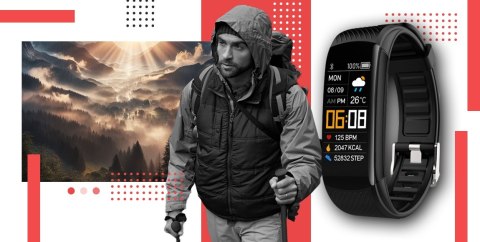 Smartband GIEWONT Fit&GO Duo GW200-1 - Black + Pasek Alert Red