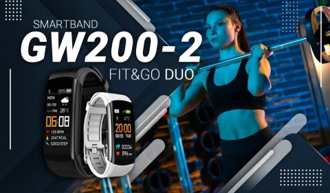 Smartband GIEWONT Fit&GO Duo GW200-2 - Black + Pasek Ice White