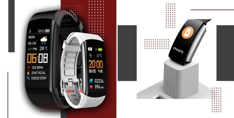 Smartband GIEWONT Fit&GO Duo GW200-2 - Black + Pasek Ice White