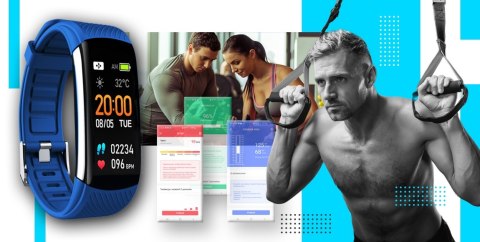 Smartband GIEWONT Fit&GO Duo GW200-7 - Black + Pasek Sky Blue