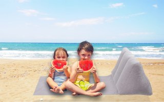 Mata plażowa z dmuchanym oparciem leżak na plażę do domu ogrodu z poduszką uniwersalny szary
