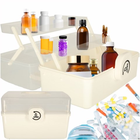 Organizer na leki pojemnik pudełko kasetka apteczka duży XL na zamek skrzynka 29x16x15cm Organizer na leki pojemnik pudełko kasetka apteczka duży XL na zamek skrzynka 29x16x15cm