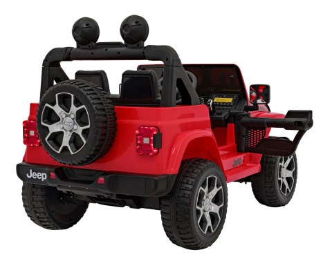 Jeep Wrangler Rubicon na akumulator dla dzieci Czerwony + Pilot + Radio MP3 LED + Koła EVA