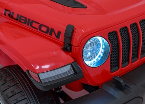 Jeep Wrangler Rubicon na akumulator dla dzieci Czerwony + Pilot + Radio MP3 LED + Koła EVA