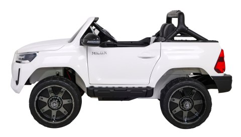 Toyota Hilux na akumulator dla dzieci Biały Pickup + Napęd 4x4 + Pilot + 2 bagażniki